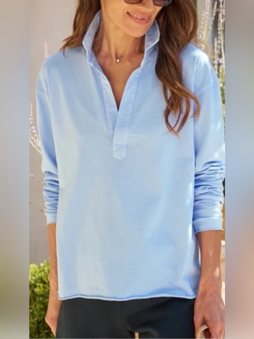 🆕 Frank & Eileen Patrick Popover Henley in light blue